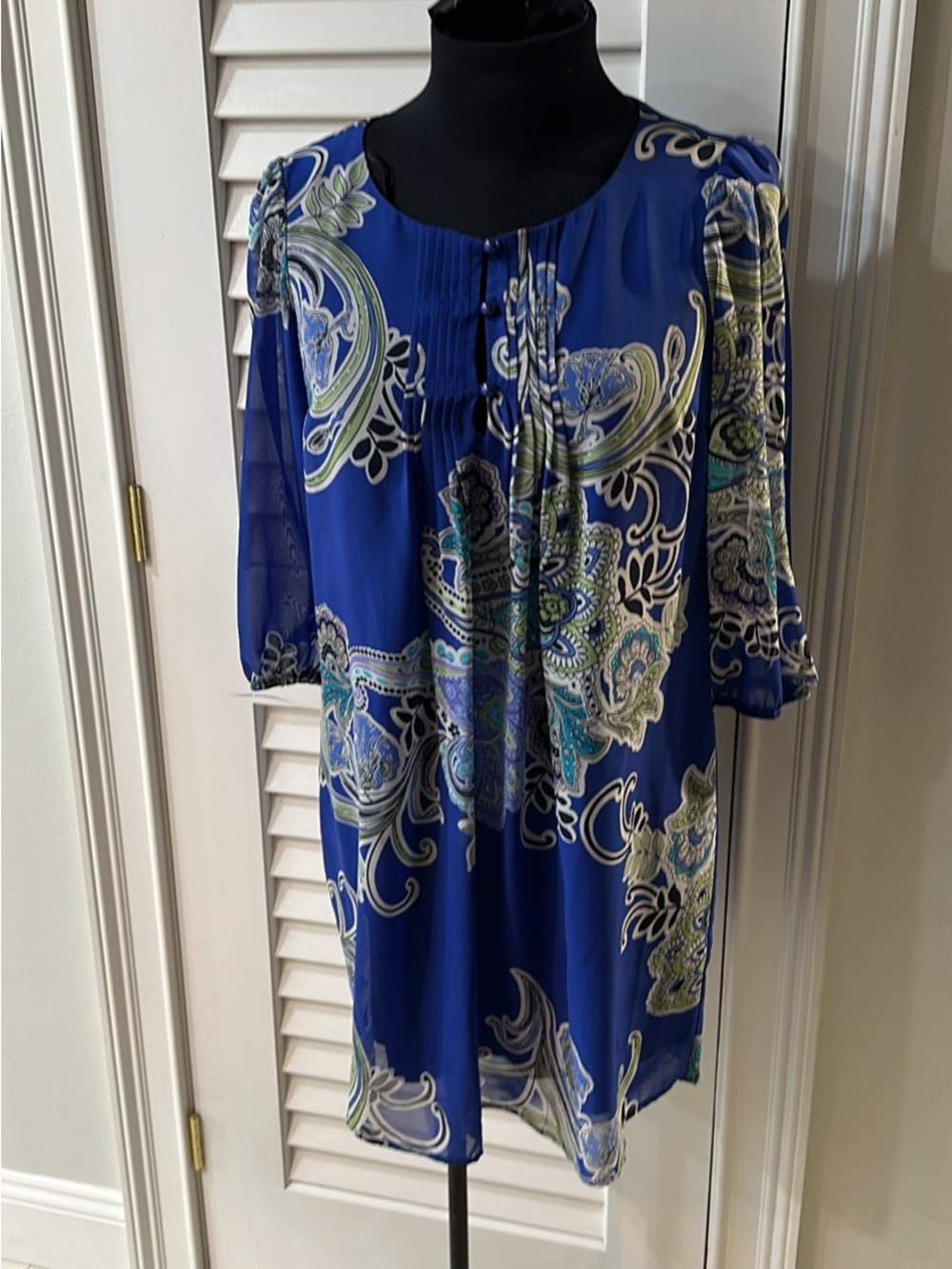 Sweet Storm Blue Paisley Tunic Top